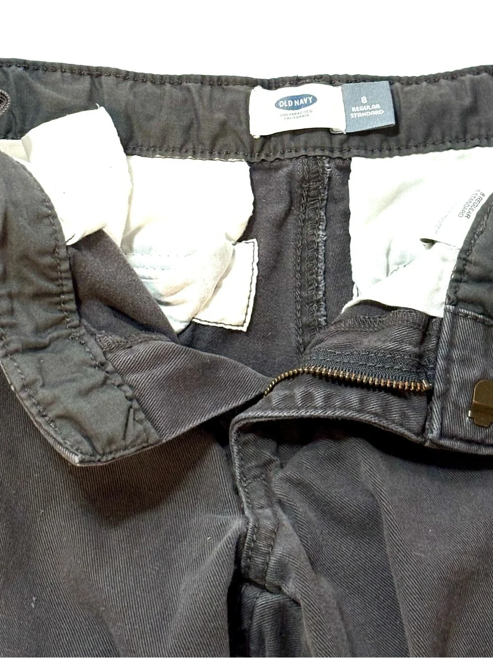 Charcoal Boy’s Cargo Pants with Button Flap Pockets Old Navy Size 8